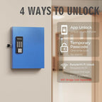 WeHere 32 Key Lock Box Wall Mount, APP Bluetooth/OTP/Wi-Fi/Fixed Code/Key Unlock, Smart Key Cabinet with Tag, Key Organizer Holder box with Management Directory for School, Office, Realtor, Hotel