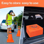 [10 Pack]18 Inch Collapsible Traffic Safety Cones - Parking Cones with Reflective Collars, Orange Safety Cones for Parking lot, Driveway, Driving Training etc