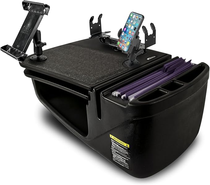 AutoExec AE-GMCD-PM-PS-TAB-BT GripMaster Car Desk for Your Vehicle Workstation and Mobile Office, Black with Phone Mount, Printer Stand and Tablet Mount