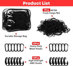 Elastic Cargo Net for Pickup Truck Bed (4' X 6' Stretches to 8' X 12'), Heavy Duty Cargo Net with 12 Pcs Steel Carabiners & 12 Pcs Sturdy Plastic Carabiners, for SUV, ATV, Trailer Tarp