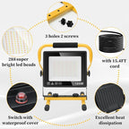 100W Led Work Light, 3000K/5000K/6500K Selectable Work Light, 10000LM Portable Work Lights with 16.4FT Cord, IP66 Waterproof for Outdoor Indoor Job Site Workshop Flood Lights, Gifts for Him