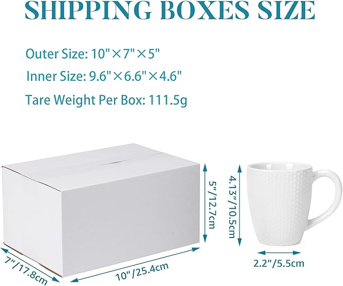Shipping Boxes 10x7x5 Set of 6, White Corrugated Cardboard Box for Mailing Business Packaging