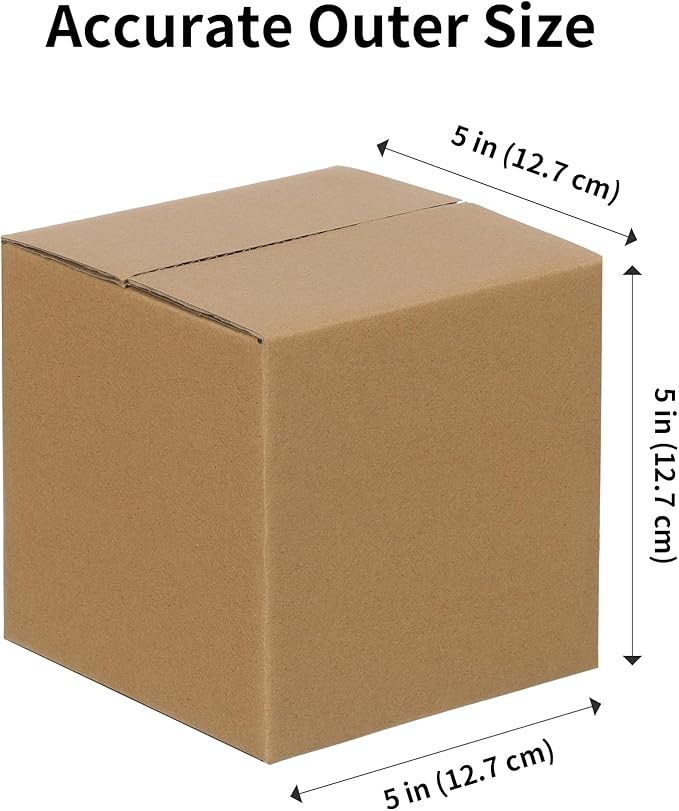 FARRAY 100 Pack Shipping Boxes 5x5x5 inches, Study Corrugated Small Cardboard Boxes for Mailing Packing, Brown