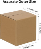 FARRAY 100 Pack Shipping Boxes 5x5x5 inches, Study Corrugated Small Cardboard Boxes for Mailing Packing, Brown