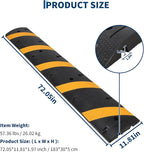 2 Pack 6FT Speed Bumps for Road, Heavy Duty 25,000 Lbs Capacity Traffic Rubber Speed Humps with 2 Channel Floor Cord Cover for Asphalt Concrete Gravel Driveway Road Cable Protector Ramp