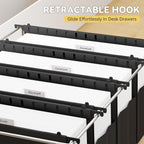 Extra Capacity Legal Size Plastic Hanging File Folders,Reinforced 4" Black Expanding Pocket Files,6 Pack Legal Hanging Folders for Filing Cabinet,Expandable Hang Folder with tabs,for School