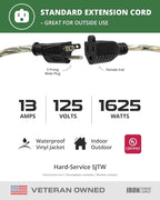 Iron Forge Cable Camo Outdoor Extension Cord 50 ft, 16/3 SJTW 50 Foot Camoflauge Exterior Extension Cord 3 Prong, Weatherproof Heavy Duty Power Cable for Outside, Deck, Landscaping, Lawn & Hunting