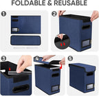 BALEINE File Organizer Box with Lid, Collapsible File Folder Organizer with Plastic Slide, Hanging File Folder Box for Office Document Storage (1 Pack, Blue, S)