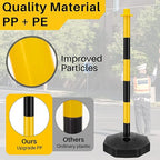 Konohan 12 Sets 34 Inch Parking Cone Delineators Post Traffic Cone Plastic Stanchion Set Stands Parking Barrier with Base 6.6 ft Chain S Hooks Reflective Collar (Yellow,Black)