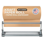Brown Kraft Paper Jumbo Roll 24" x 14400" (1200 ft) with Dispenser – USA-Made Natural Kraft Paper 30lb Thickness for Packing, Wrapping, Void Filling, Kids' Arts, DIY & School Projects by IDL Packaging