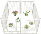 FXW Garden Fence Outdoor for The Yard – 32in(H) x 18.2ft(L) Heavy Duty Metal Animal Barrier for Dog and Rabbit, Decorative Dog Fence, 8 Panels, White