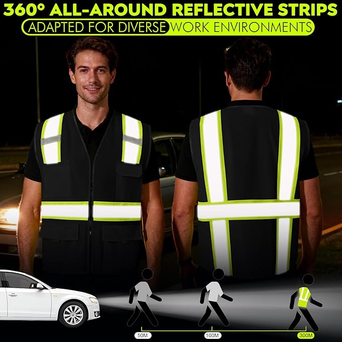 BeautyWill 10/20 Pack Custom Logo Safety Vest,Bulk High Visibility Class 2 Reflective Work Vests
