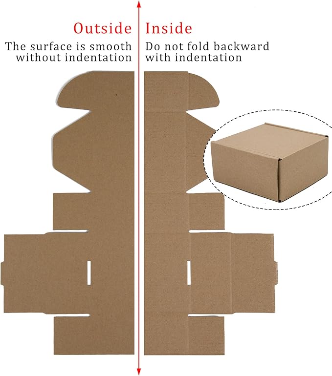 50 Pack 4x4x2 Inches Small Shipping Boxes, Brown Corrugated Cardboard Boxes, Moving Mailing Packing Box