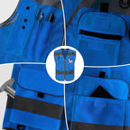 TCCFCCT Mesh Reflective Safety Vest 9 Pockets High Visibility Vest for Men Women, Hi Vis Reflective Work Vest for Safety, Meets ANSI/ISEA Standards, (Blue, XX-Large)