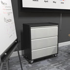 3 Drawer Rolling Garage Storage Cabinet, Small Metal Tool Cabinet with Drawer, Tool Chest & Cabinet for Workshop, Garden, Home, Office, Assembly Required, Black/Gray