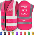 Custom Reflective Safety Vest with Pocket High Visibility Class 2 for Men Customized Logo Text for Construction Workwear