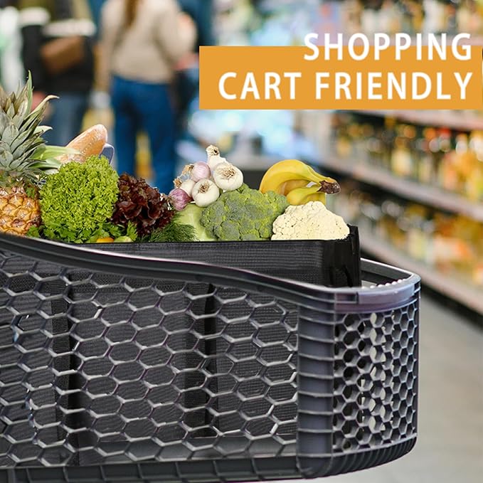 mosago Insulated Food Delivery Bag - Reusable Thermal Cooler Grocery Bags for Catering & Delivery, Retail Shopping Basket Bag, Large Capacity Bag Keeps Food Hot/Cold for Shopping, Commercial (Black)
