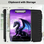 Clipboard with Storage,Office Supplies Nursing Clipboards Folder with Pen Holder Plastic Storage ClipBoard Foldable for Teacher Nurse,Purple Dragon