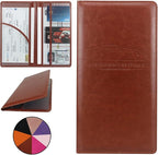 Car Registration and Insurance Holder, Premium Pu Leather Vehicle Glove Box Organizer - for Driver License, Cards & Essential Documents (L-Brown)