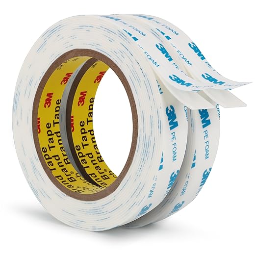 3M Double Sided Tape 0.75"×16.5Ft 2 Pack PE Foam Tape Removable Adhesive Tape Heavy Duty Waterproof for Home Office Decor Crafts Arts DIY Paint Picture Poster