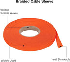 MECCANIXITY Braided Cable Sleeves Heat Shrinkable Fabric Sleeving, 5/16" 60ft Orange 2:1 Ratio Heat Shrinkable Cord Protector for Harness Cable, Network Cable Protection, Cable Management