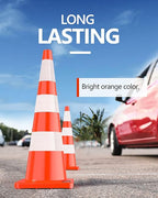 BATTIFE 12 Pack Traffic Safety Cones 36 Inches with Reflective Collars, PVC Orange Construction Cone for Traffic Control, Driveway Road Parking