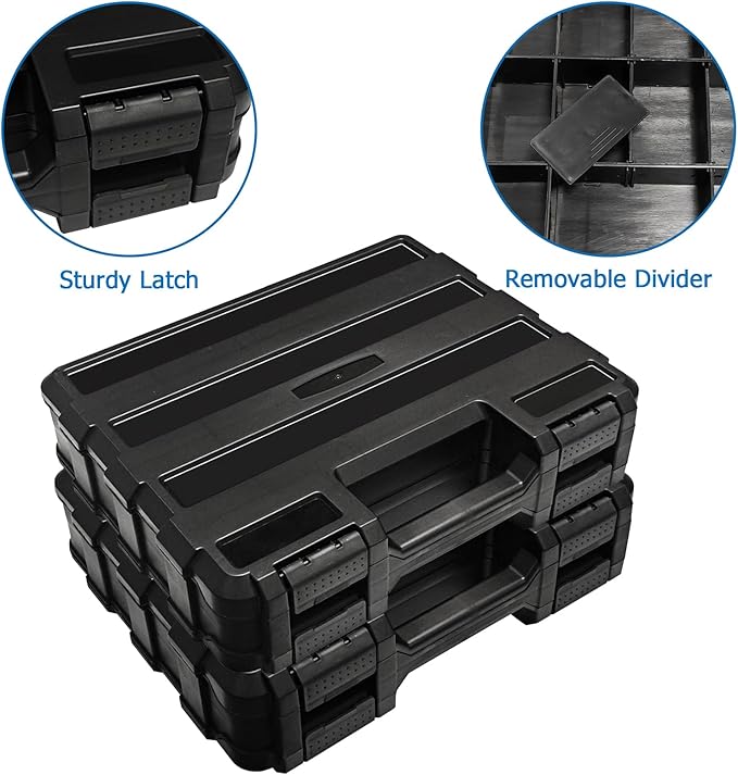 Double Side Tool Box Organizer, Hardware Storage Box, Portable Small Parts Organizer with Removable Plastic Dividers for Screws, Nuts, Nails, Bolts (Black)