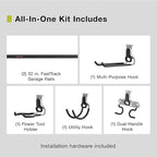Rubbermaid FastTrack Garage Storage System Tool Hanging Kit, Wall Mount Holder for Garden Lawn Tools/Garage/Home Organization