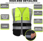 BeautyWill 10/20 Pack Custom Logo Safety Vest,Bulk High Visibility Class 2 Reflective Work Vests