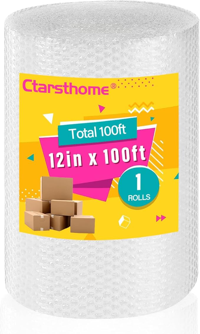 12 inchx100ft Total Small Bubble Cushioning Wrap Bubble Wrap for Extra Protection Packaging Mailers, Nylon Wrap Rolls Moving Cushioning Supplies for Moving & Shipping, Perforated Every 12”