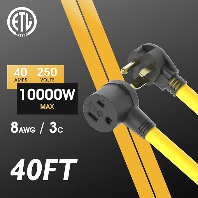 TOOLIOM 6-50P to 6-50R Welder Extension Cord 40FT 8AWG Power Extension Cord for Welding Machines with ETL Approved