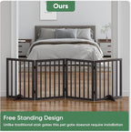 Dog Gate, Freestanding Dog Gates for Doorways, Foldable Dog Gate Indoor, Pet Gates for Doorways Bedroom, Puppy Gate with Metal Support Feet, Room Divider 4 Panels (Brown)