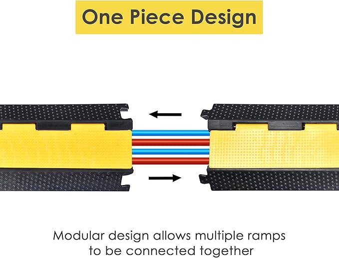 Yescom Cable Ramp Protector 2 Channel Garden Hose Protecitive 22000 Lbs Load Capacity Heavy Duty Speed Bump for Road Driveway Walkway