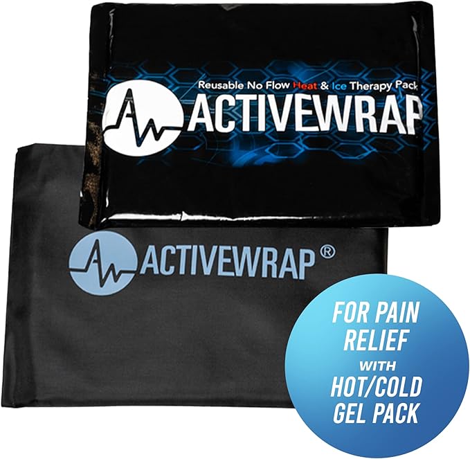Activewrap Reusable Ice Packs for Injuries - Hot and Cold Gel Compress for Injury Recovery and Pain Relief, Soft, Flexible Leakproof Pad for Back, Knee, Hip, & Shoulder - Large Square (10 x 10 Inches)