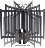 LZRS 2-Panel Wooden Free Standing Foldable Dog Gate Indoor – Solid Hardwood 24" High, Step-Over Safety Pet Gate for Doorways, Stairs & Small Spaces - Indoor Use, Black
