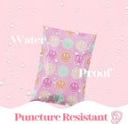 6x9 Designer Poly Mailer 100 Pack Heavy Duty Waterproof Self Seal Shipping Bags for Small Business Large Mailing Envelopes Bulk Tear Resistant Cute Packaging Smiley Face