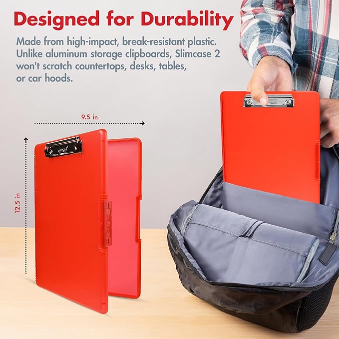 Dexas Slimcase 2 Plastic Clipboard with Storage and Side Opening