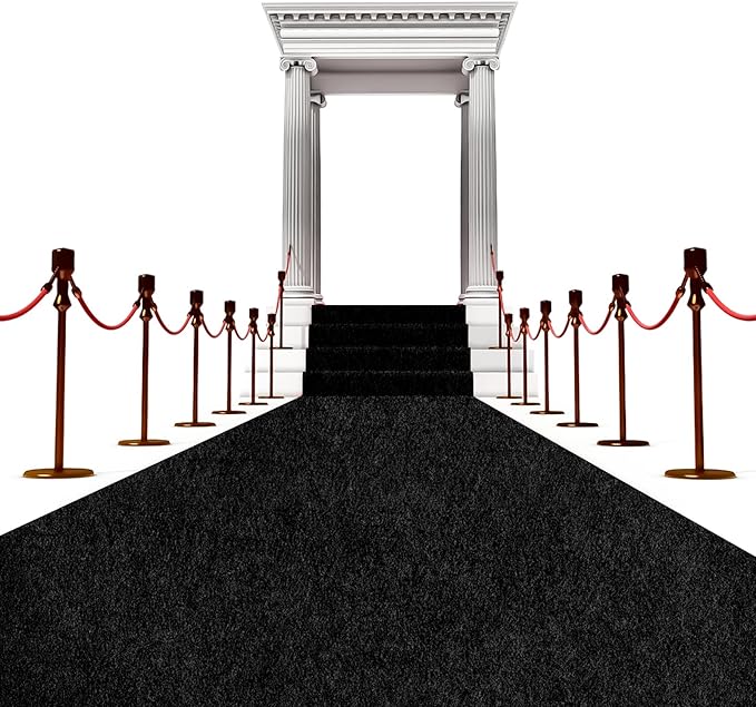 450 GSM Extra Thick Waterproof Black Carpet Runner for Events Decorations, 3X15 Ft Not Slip Red Runner Aisle Runway Rug for Wedding, Party, Banquet, Activity Entrance and Special Events Decorations
