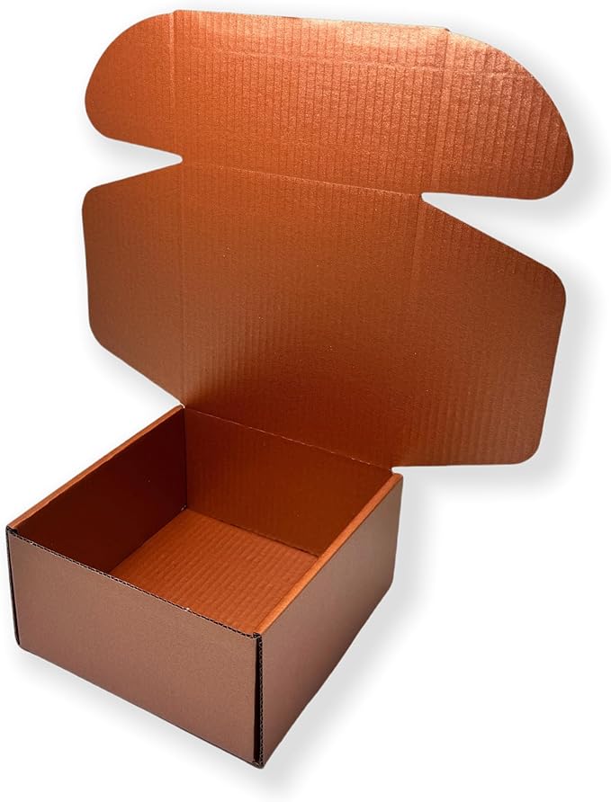15 Pcs 6 x 6 x 3 inches Corrugated Cardboard Gift Boxes Recyclable Shipping Boxes for Mailing & Holidays, Wedding, Birthday, Gifts Packaging (Copper, 6 x 6 x 3")