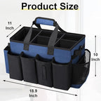 Wearable Large Cleaning Caddy Bag for Housekeeper, Clean Supply Organizer with Adjustable Shoulder, Waist & Handle Straps, Detailing Bag for Kitchen Supplies (Blue)