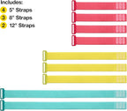 Wrap-It Storage Cinch Straps - Assorted 9-Pack (Multicolor) - Cord Organizers for Home Office Accessories and Cable Ties