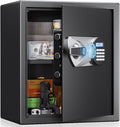 BlackSmith Biometric Handgun Safe 1.8 Cub Home Safe Quick Access Fingerprint Security Lock Box for Money Firearm Valuables with Dual Alarm System Fireproof Bag and Removable Shelf, Black