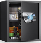BlackSmith Biometric Handgun Safe 1.8 Cub Home Safe Quick Access Fingerprint Security Lock Box for Money Firearm Valuables with Dual Alarm System Fireproof Bag and Removable Shelf, Black