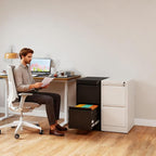 2 Drawer File Cabinet with Lock, Vertical Filing Cabinets for Home Office, Metal Storage Cabinets, Heavy Duty File Cabinet for Letter/Legal/A4/F4 Size Amssebly Required, White