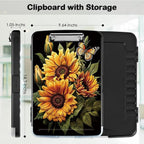 Clipboard with Storage,Office Supplies Nursing Clipboards Folder with Pen Holder Smooth Writing Plastic Storage ClipBoard Foldable for Teacher Nurse,Butterfly Sunflowers