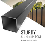 80" W x 69" H Black Aluminum Privacy Fence Kit – (1) Pre-Assembled Panel with (2) 4x4x9' Dig & Set Posts, Caps & 100 Black Screws – Modern Low-Maintenance Fence System
