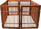 Urnporium Freestanding Pet Gate Folding Wooden Fence for Indoor & Outdoor Use, Durable Acacia Hardwood (Brown Pet Gate, 8 Panel 24" Tall)