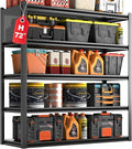 Metal Garage Shelving Unit with Pegboard, Heavy Duty 5-Tier Adjustable Industrial Storage Shelves, 5000 LBS Steel Storage Rack for Garage, Warehouse, Basement, 72" H x 59" W x 23.6" D, Black