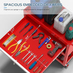 3 Tier Heavy Duty Tool Cart, Mechanic Metal Rolling Tool Cart 900 Lbs Work Carts with Locked Drawers & Pegboard for Garage Workshop