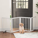 Freestanding Foldable Dog Gate - 4 Panel Room Divider (White)